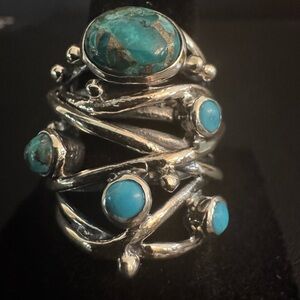 Turquoise and sterling‎ Silver Ring 925